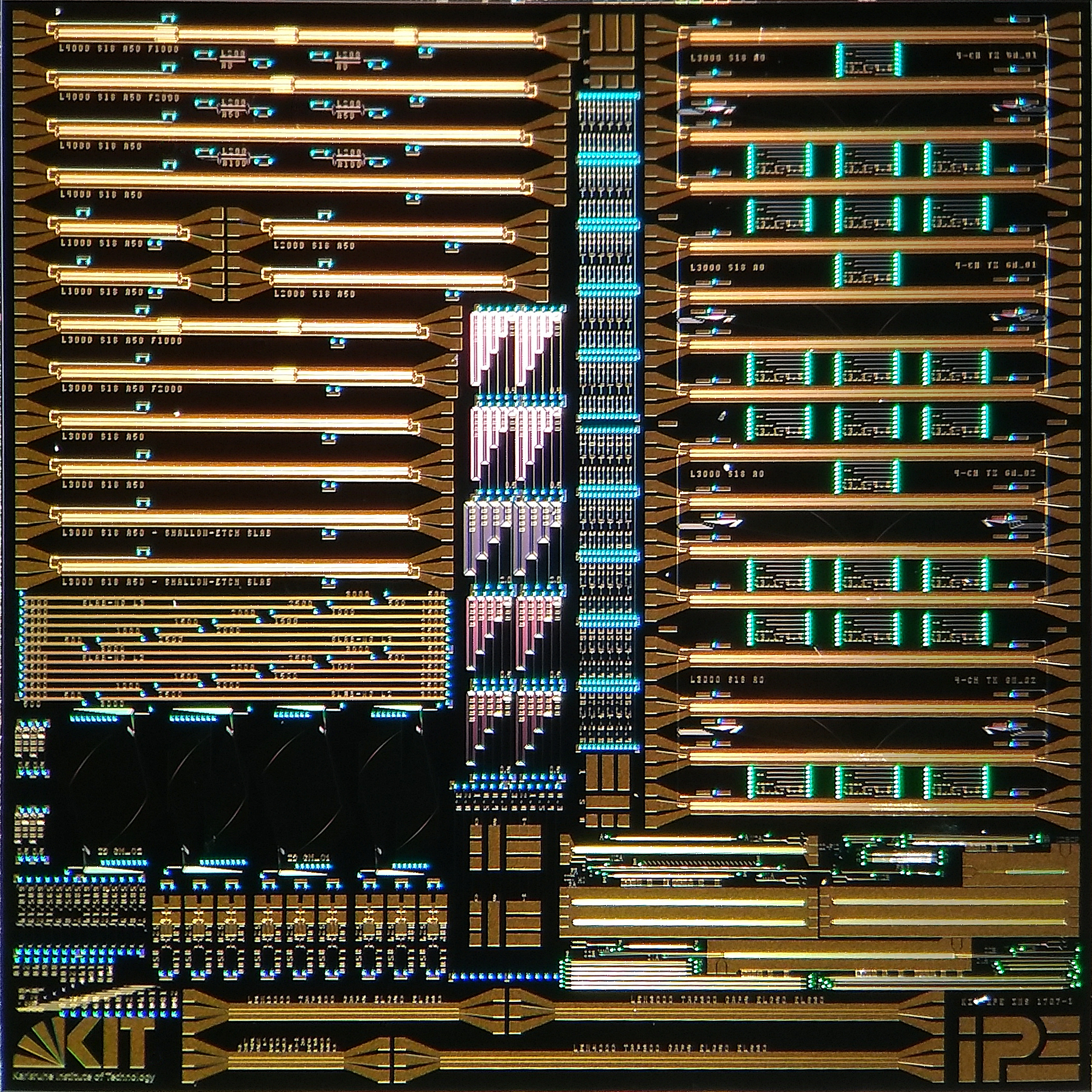 Siliziumphotonischer Chip mit Einzelmodulatoren, (De-)Multiplexern und vierkanaligen WDM-Transmittern